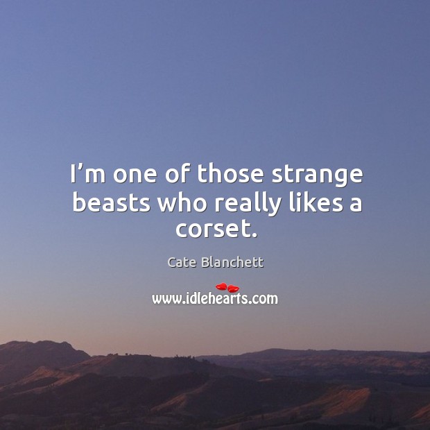 I’m one of those strange beasts who really likes a corset. Cate Blanchett Picture Quote