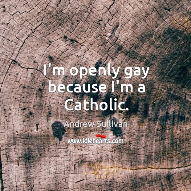 I’m openly gay because I’m a Catholic. Andrew Sullivan Picture Quote