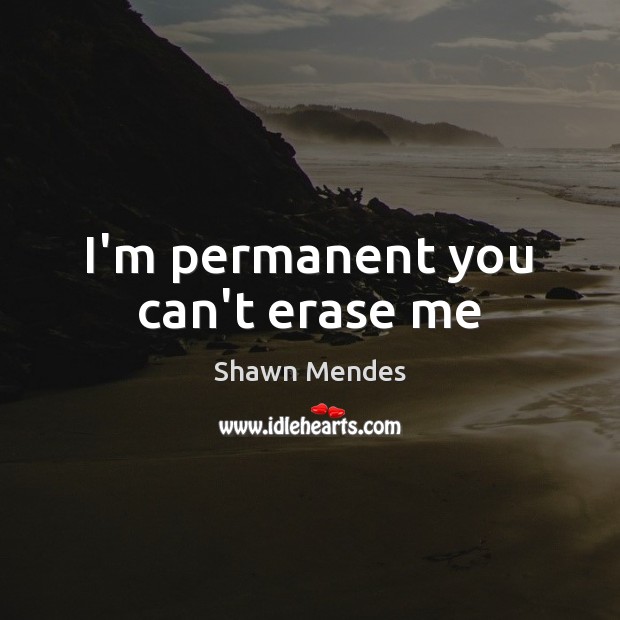 I’m permanent you can’t erase me Shawn Mendes Picture Quote