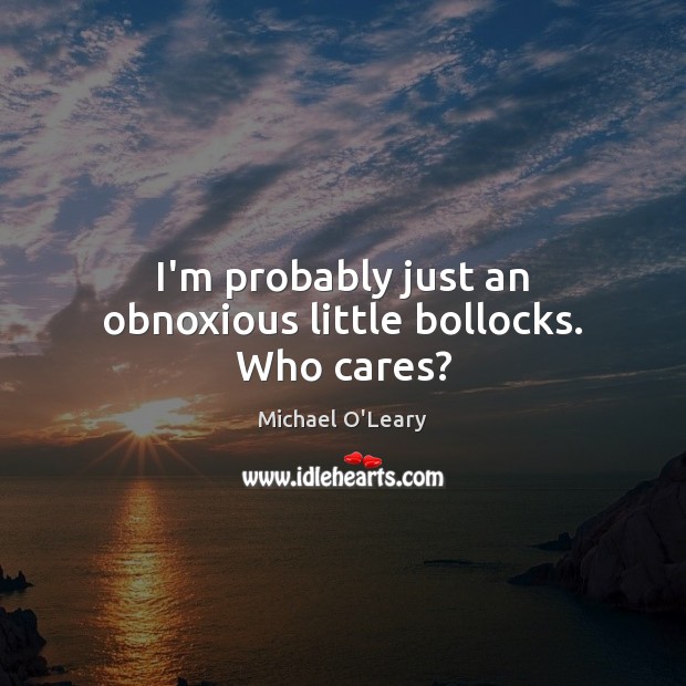 I’m probably just an obnoxious little bollocks. Who cares? Michael O’Leary Picture Quote