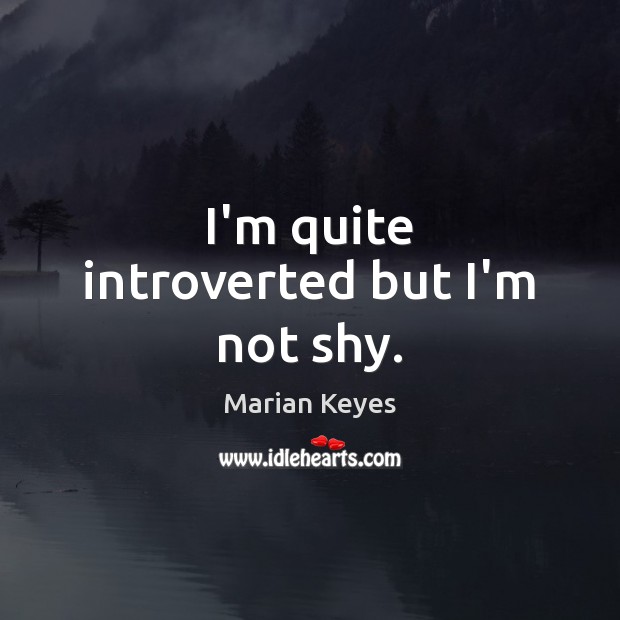 I’m quite introverted but I’m not shy. Image