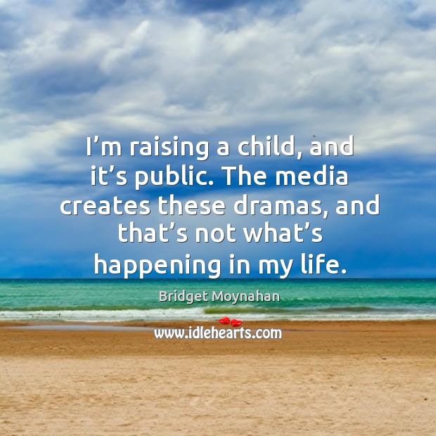 I’m raising a child, and it’s public. The media creates these dramas, and that’s not what’s happening in my life. Bridget Moynahan Picture Quote