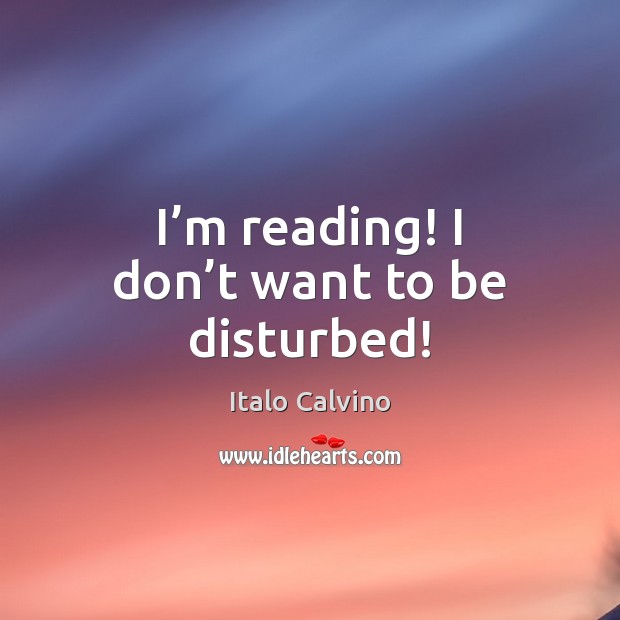 I’m reading! I don’t want to be disturbed! Italo Calvino Picture Quote