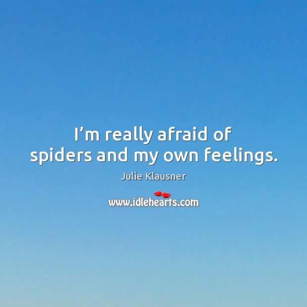 I’m really afraid of spiders and my own feelings. Julie Klausner Picture Quote