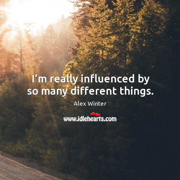 I’m really influenced by so many different things. Alex Winter Picture Quote