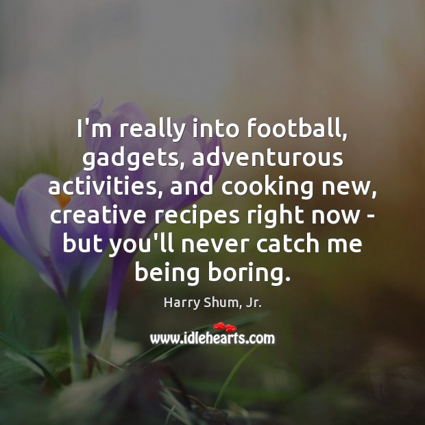 I’m really into football, gadgets, adventurous activities, and cooking new, creative recipes Harry Shum, Jr. Picture Quote