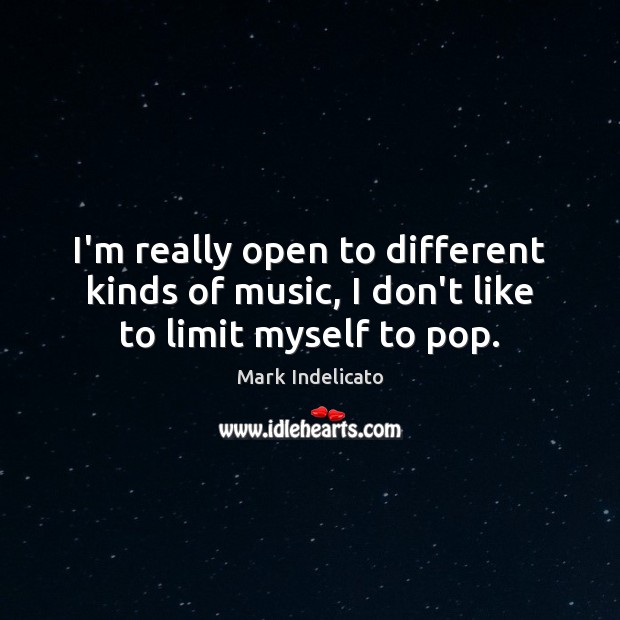 I’m really open to different kinds of music, I don’t like to limit myself to pop. Mark Indelicato Picture Quote