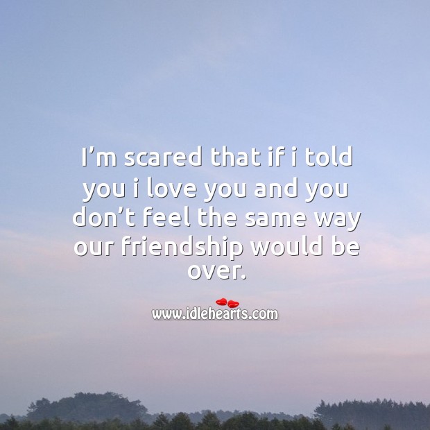 I’m scared that if I told you I love you and you don’t feel the same way our friendship would be over. Image