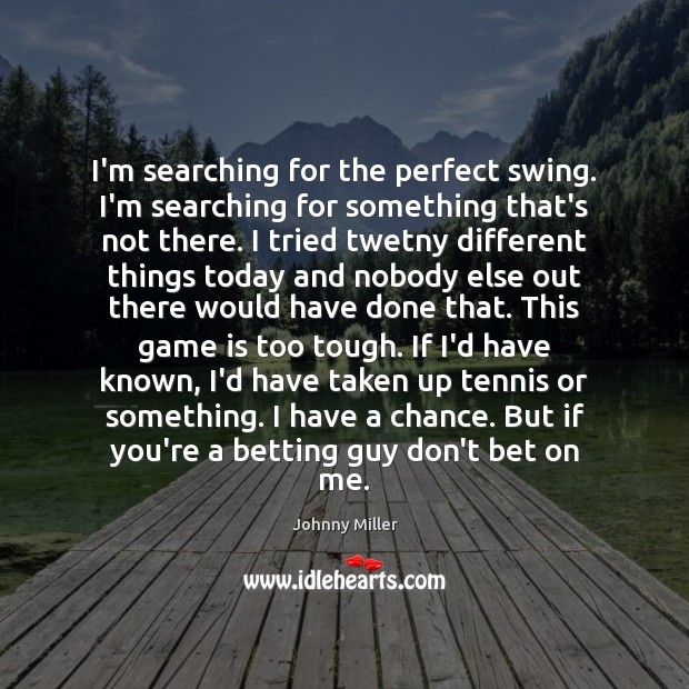 I’m searching for the perfect swing. I’m searching for something that’s not Image