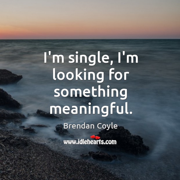 I’m single, I’m looking for something meaningful. Brendan Coyle Picture Quote