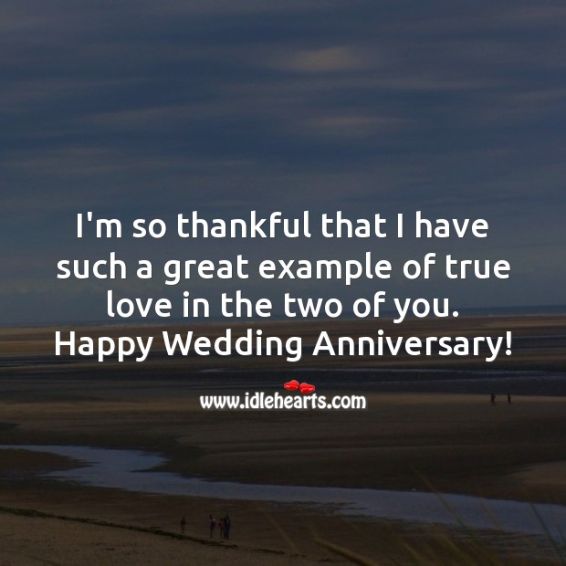 I’m so thankful that I have such a great example of true love in the two of you. Wedding Anniversary Quotes Image