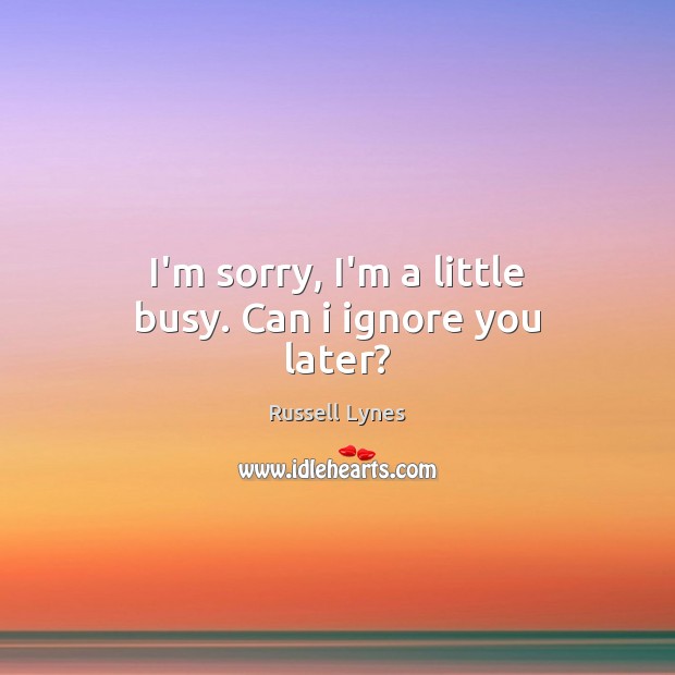 I’m sorry, I’m a little busy. Can i ignore you later? Russell Lynes Picture Quote