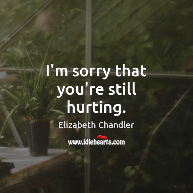 I’m sorry that you’re still hurting. Elizabeth Chandler Picture Quote