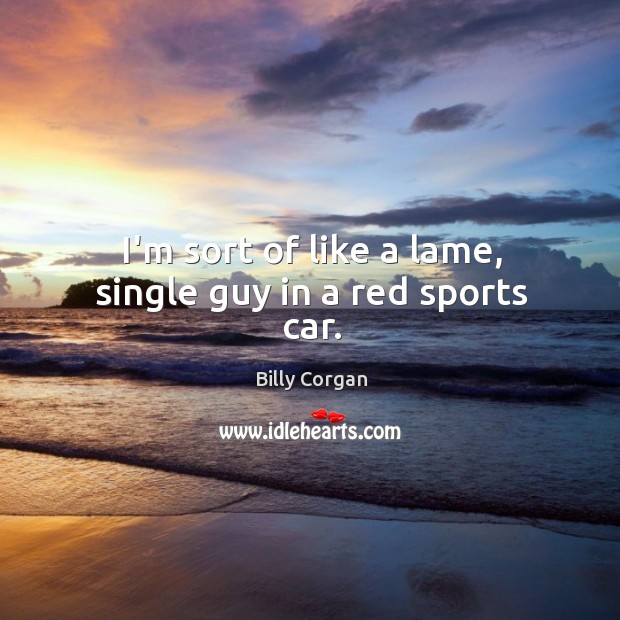 I’m sort of like a lame, single guy in a red sports car. Billy Corgan Picture Quote