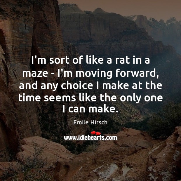 I’m sort of like a rat in a maze – I’m moving Emile Hirsch Picture Quote