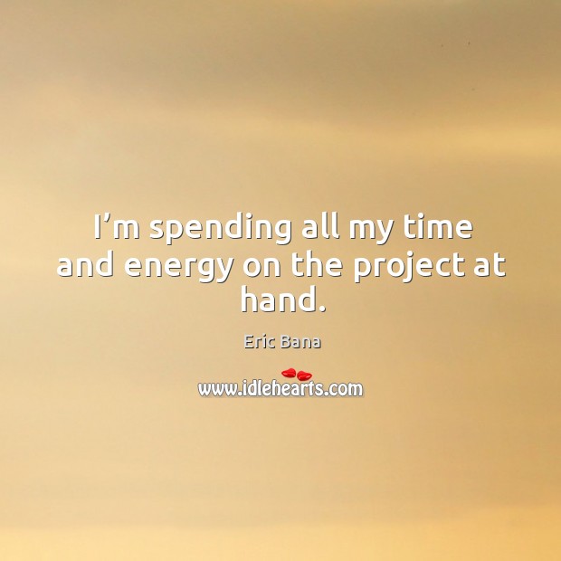 I’m spending all my time and energy on the project at hand. Eric Bana Picture Quote