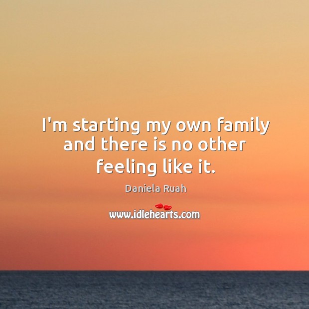 I’m starting my own family and there is no other feeling like it. Daniela Ruah Picture Quote