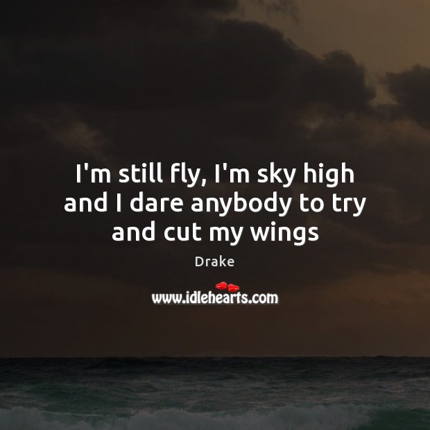 I’m still fly, I’m sky high and I dare anybody to try and cut my wings Drake Picture Quote