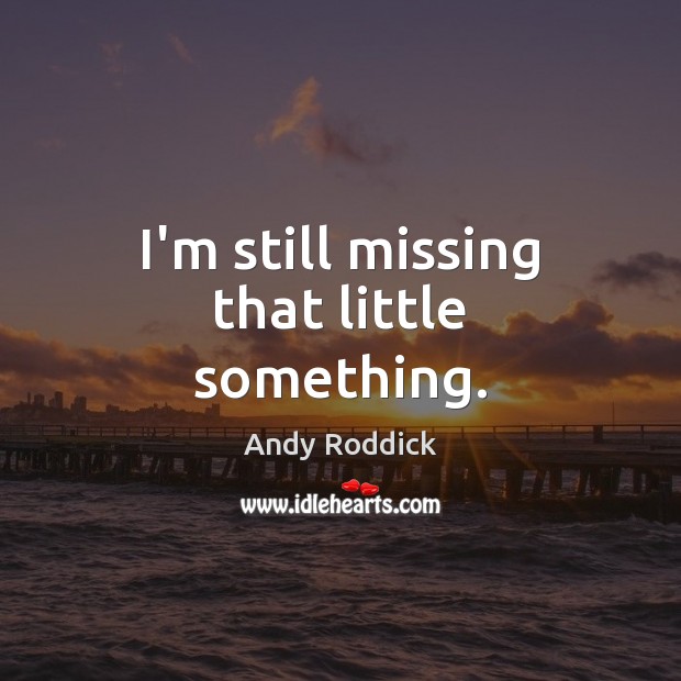 I’m still missing that little something. Andy Roddick Picture Quote