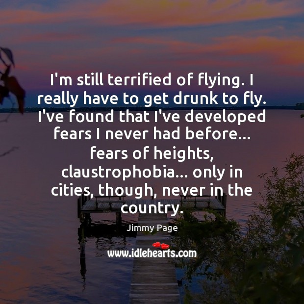 I’m still terrified of flying. I really have to get drunk to Jimmy Page Picture Quote
