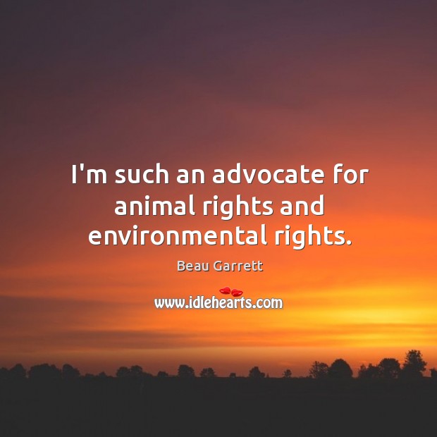 I’m such an advocate for animal rights and environmental rights. Beau Garrett Picture Quote