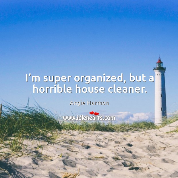 I’m super organized, but a horrible house cleaner. Angie Harmon Picture Quote