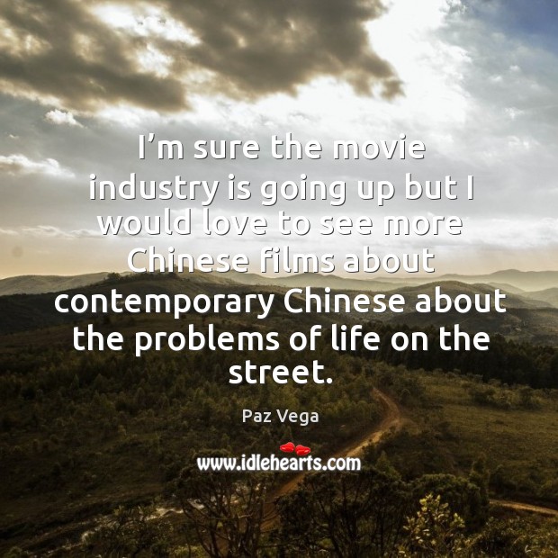 I’m sure the movie industry is going up but I would love to see more chinese Paz Vega Picture Quote