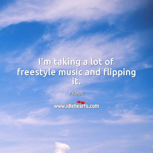 I’m taking a lot of freestyle music and flipping it. Pitbull Picture Quote
