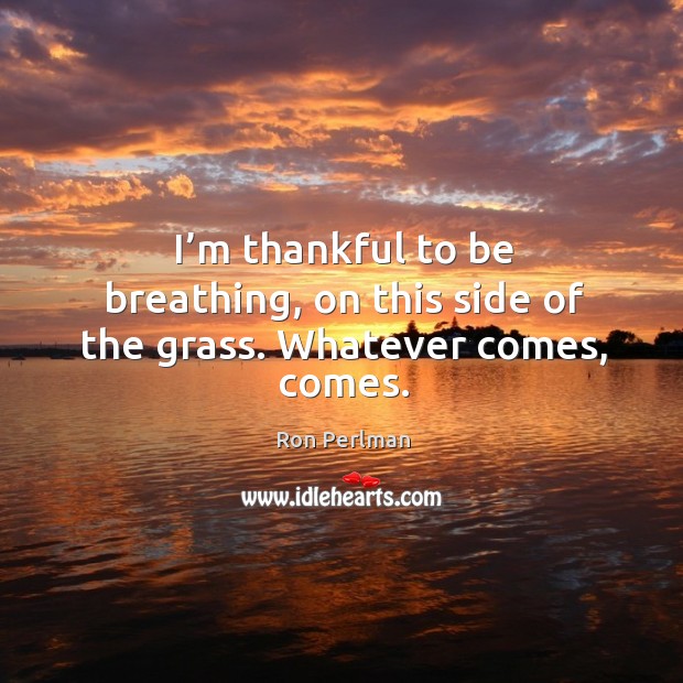 I’m thankful to be breathing, on this side of the grass. Whatever comes, comes. Image