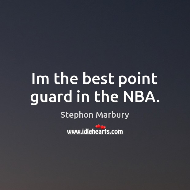 Im the best point guard in the NBA. Stephon Marbury Picture Quote