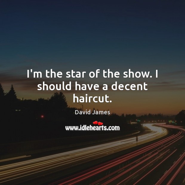 I’m the star of the show. I should have a decent haircut. David James Picture Quote