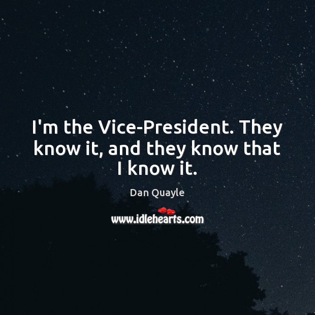 I’m the Vice-President. They know it, and they know that I know it. Image