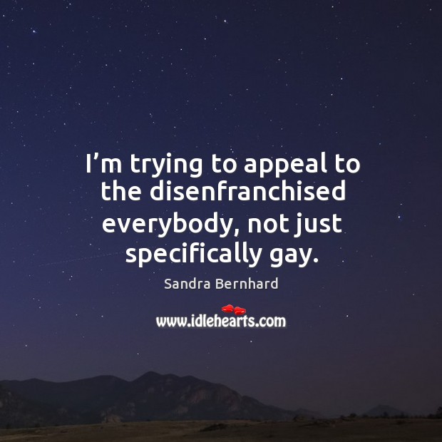 I’m trying to appeal to the disenfranchised everybody, not just specifically gay. Image