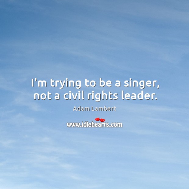 I’m trying to be a singer, not a civil rights leader. Image