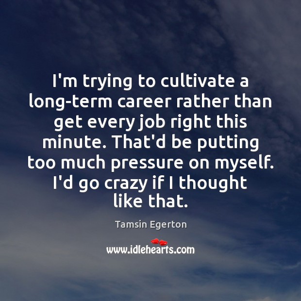 I’m trying to cultivate a long-term career rather than get every job Tamsin Egerton Picture Quote