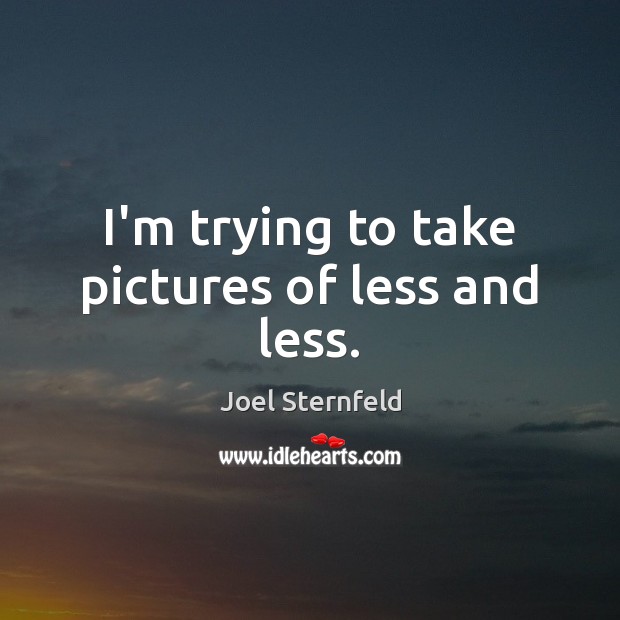 I’m trying to take pictures of less and less. Joel Sternfeld Picture Quote