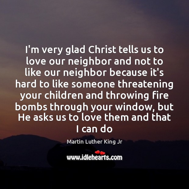 I’m very glad Christ tells us to love our neighbor and not Martin Luther King Jr Picture Quote