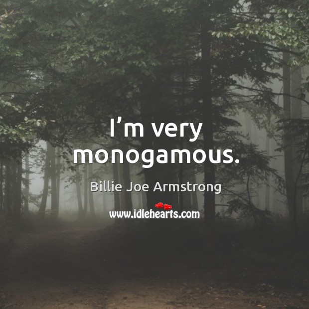 I’m very monogamous. Billie Joe Armstrong Picture Quote