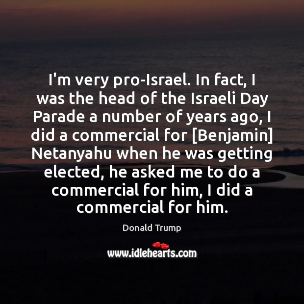 I’m very pro-Israel. In fact, I was the head of the Israeli Image