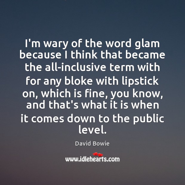 I’m wary of the word glam because I think that became the David Bowie Picture Quote