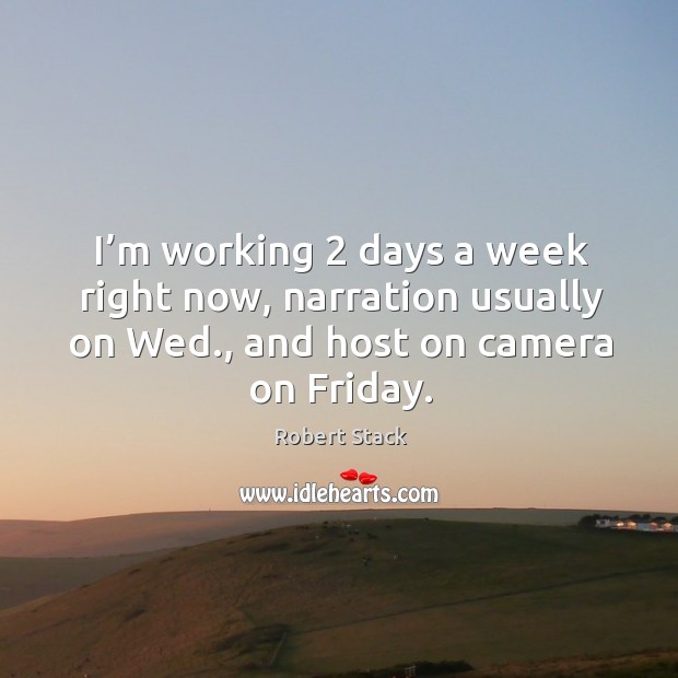 I’m working 2 days a week right now, narration usually on wed., and host on camera on friday. Image