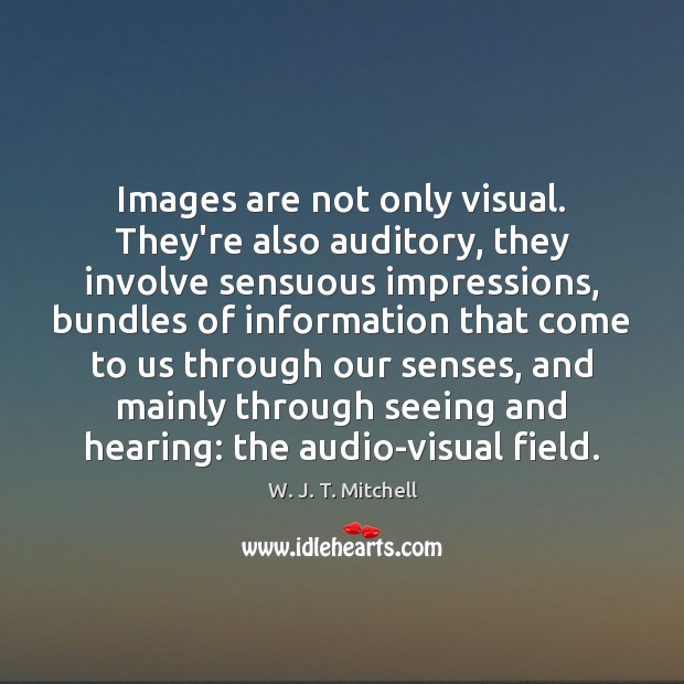 Images are not only visual. They’re also auditory, they involve sensuous impressions, W. J. T. Mitchell Picture Quote
