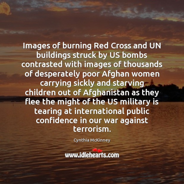 Images of burning Red Cross and UN buildings struck by US bombs Cynthia McKinney Picture Quote