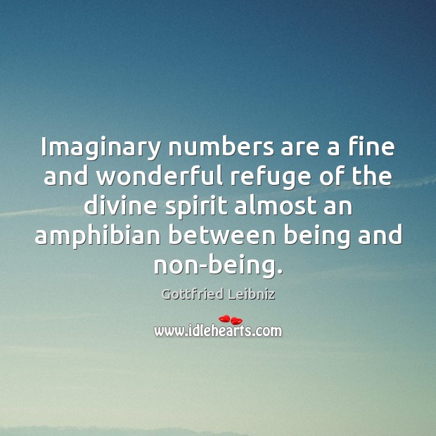 Imaginary numbers are a fine and wonderful refuge of the divine spirit Gottfried Leibniz Picture Quote