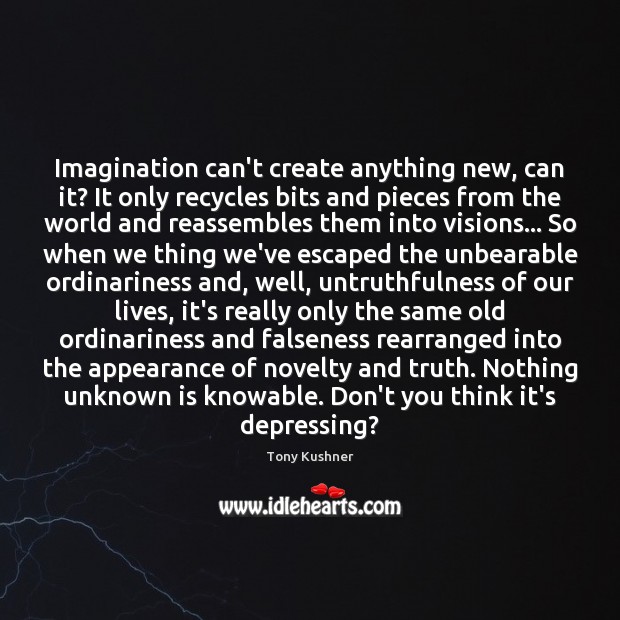 Imagination can’t create anything new, can it? It only recycles bits and Tony Kushner Picture Quote