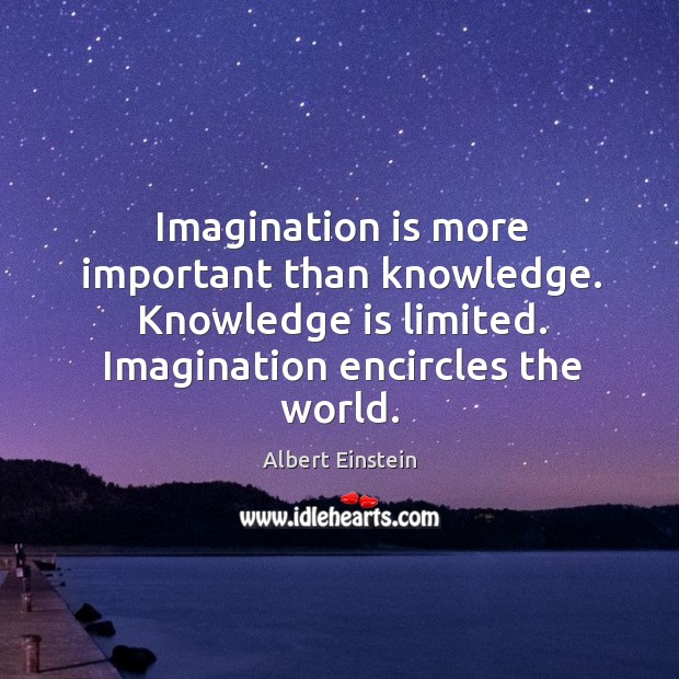 Imagination is more important than knowledge. Knowledge is limited. Imagination encircles the Knowledge Quotes Image