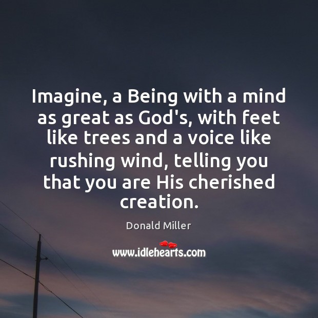 Imagine, a Being with a mind as great as God’s, with feet Donald Miller Picture Quote