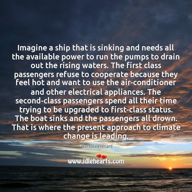 Imagine a ship that is sinking and needs all the available power Matthieu Ricard Picture Quote
