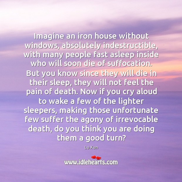 Imagine an iron house without windows, absolutely indestructible, with many people fast Image