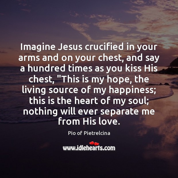 Imagine Jesus crucified in your arms and on your chest, and say Pio of Pietrelcina Picture Quote